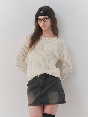 [레이어드/여리핏] 레이어드 리브드 브이넥 니트 세트 (IVORY)