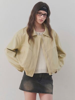 [봄아우터/오버핏] 파티나 오버핏 레더 자켓 (YELLOW)