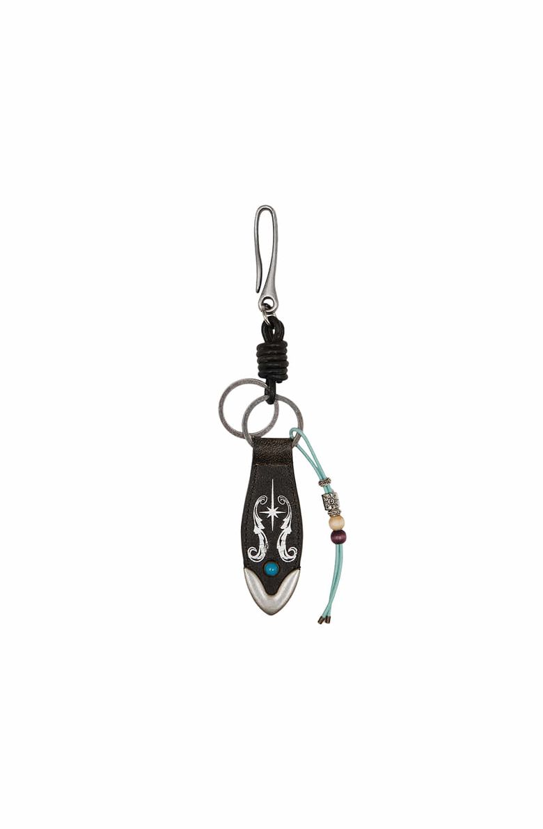 BEAD LEATHER KEYRING [BLACK]