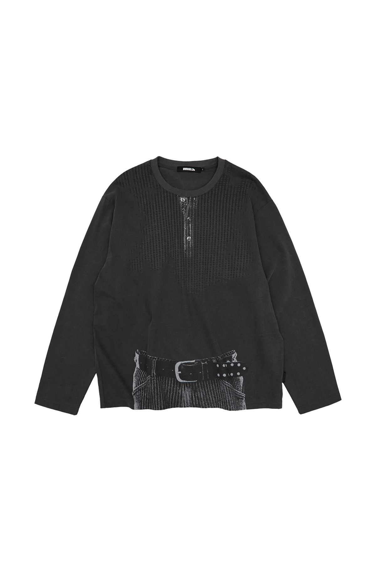 메아(MEA) ILLUSION PRINTED L/S TOP [CHARCOAL]