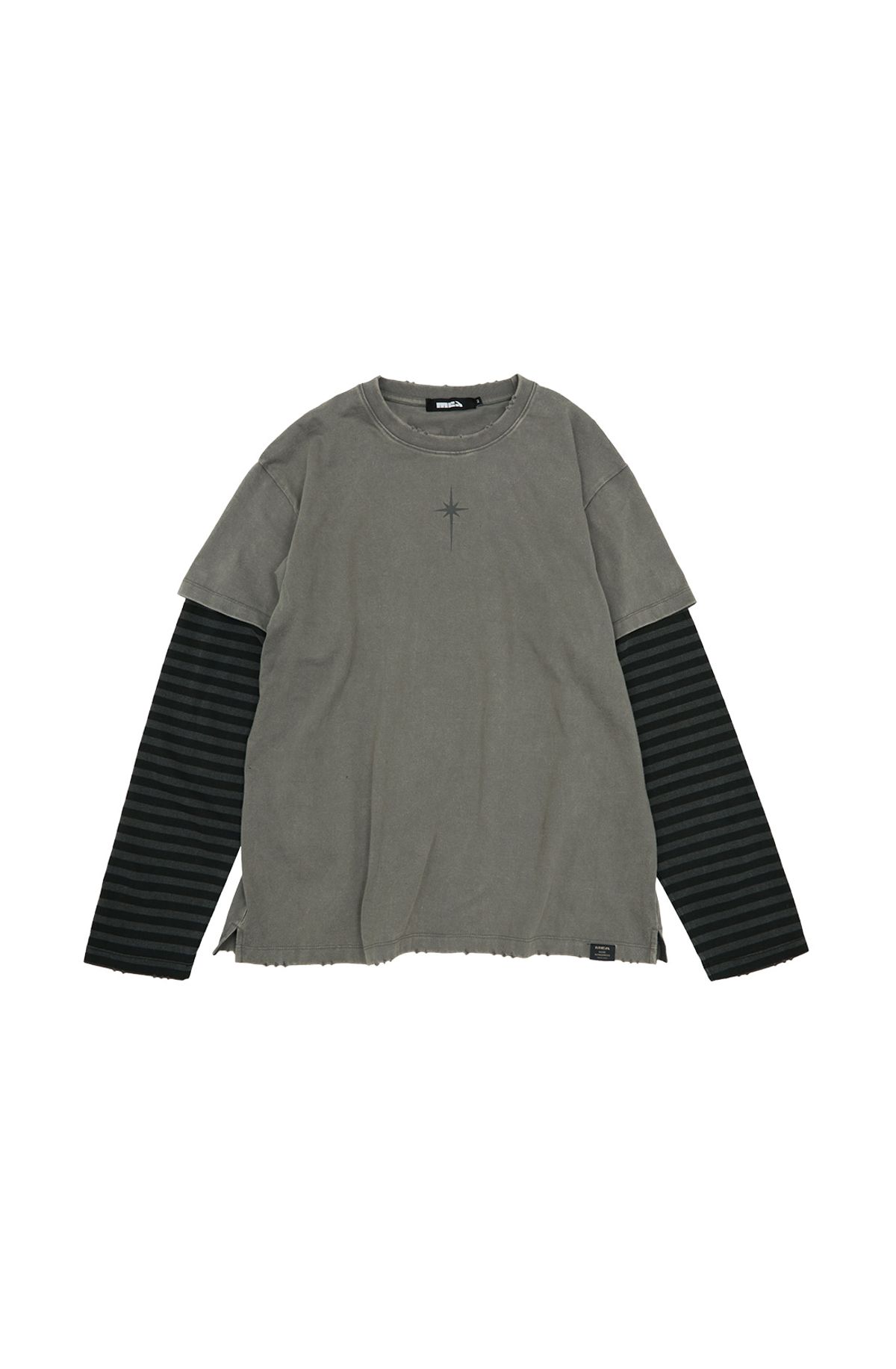 메아(MEA) DAMAGED LAYERED BOXY TOP [KHAKI]