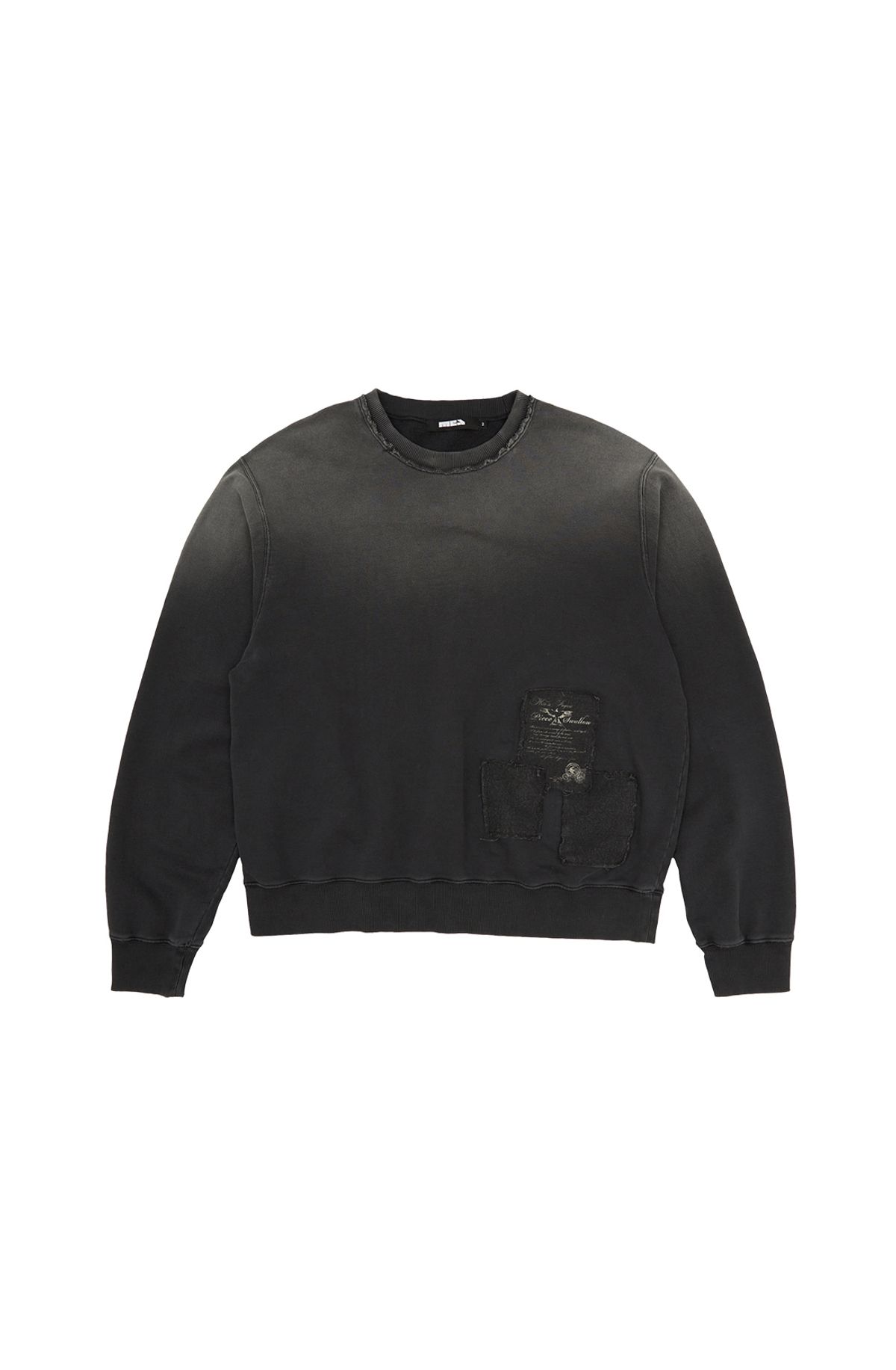 메아(MEA) VINTAGE WASHED PATCH SWEATSHIRT [CHARCOAL]