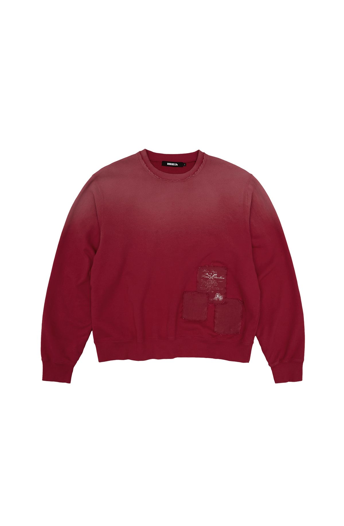 메아(MEA) VINTAGE WASHED PATCH SWEATSHIRT [RED]