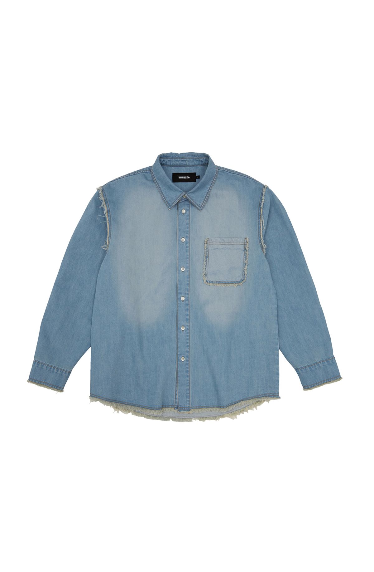 메아(MEA) VINTAGE LETTER DENIM SHIRT [LIGHT INDIGO]