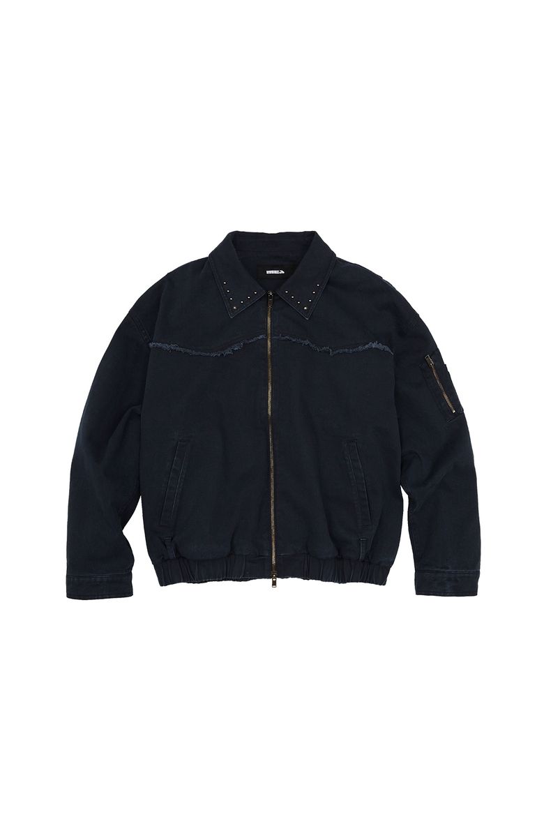VINTAGE WASHED STUD BOMBER [DARK NAVY]