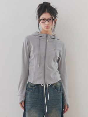 [릴렉스핏/미니멀/데일리] 릴렉스 스트럭처 집업 후드 (LIGHT GRAY)