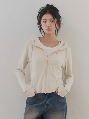 [릴렉스핏/미니멀/데일리] 릴렉스 스트럭처 집업 후드 (CREAM)