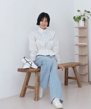 여성 스트레치 우븐 루즈핏 홑겹 자켓 - 크림 QR122OJK22