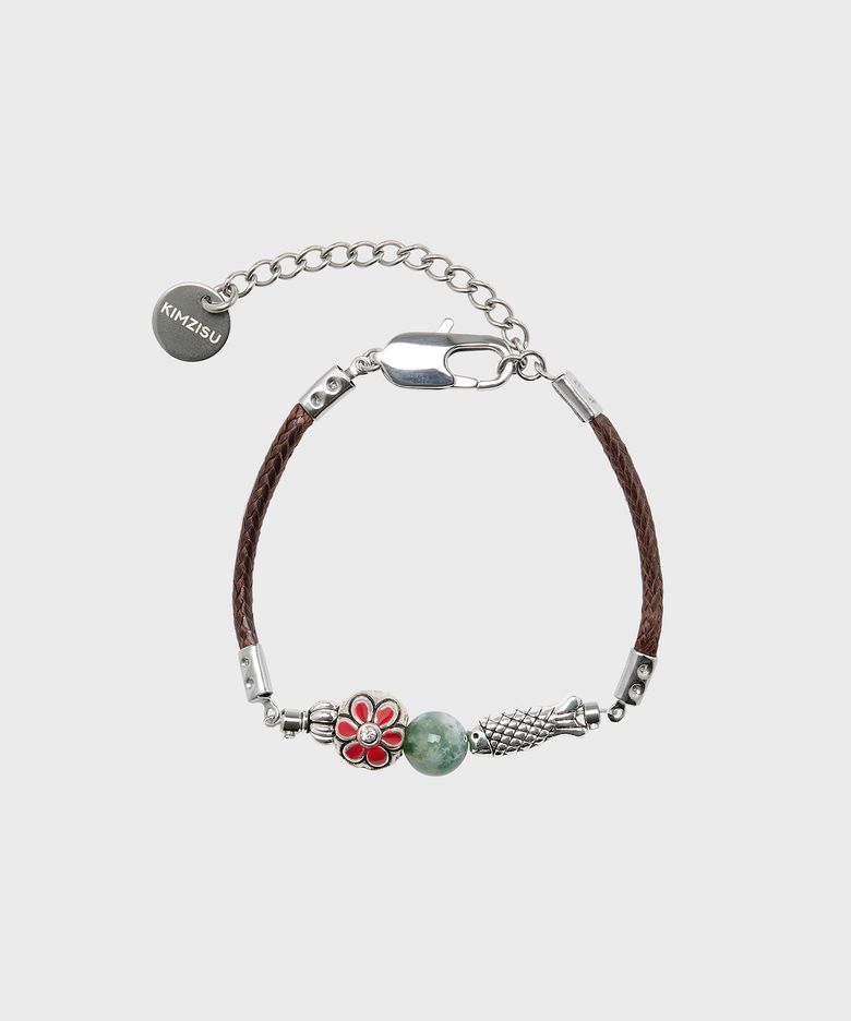Stone Combi Bracelet - Flower & Jade_RED