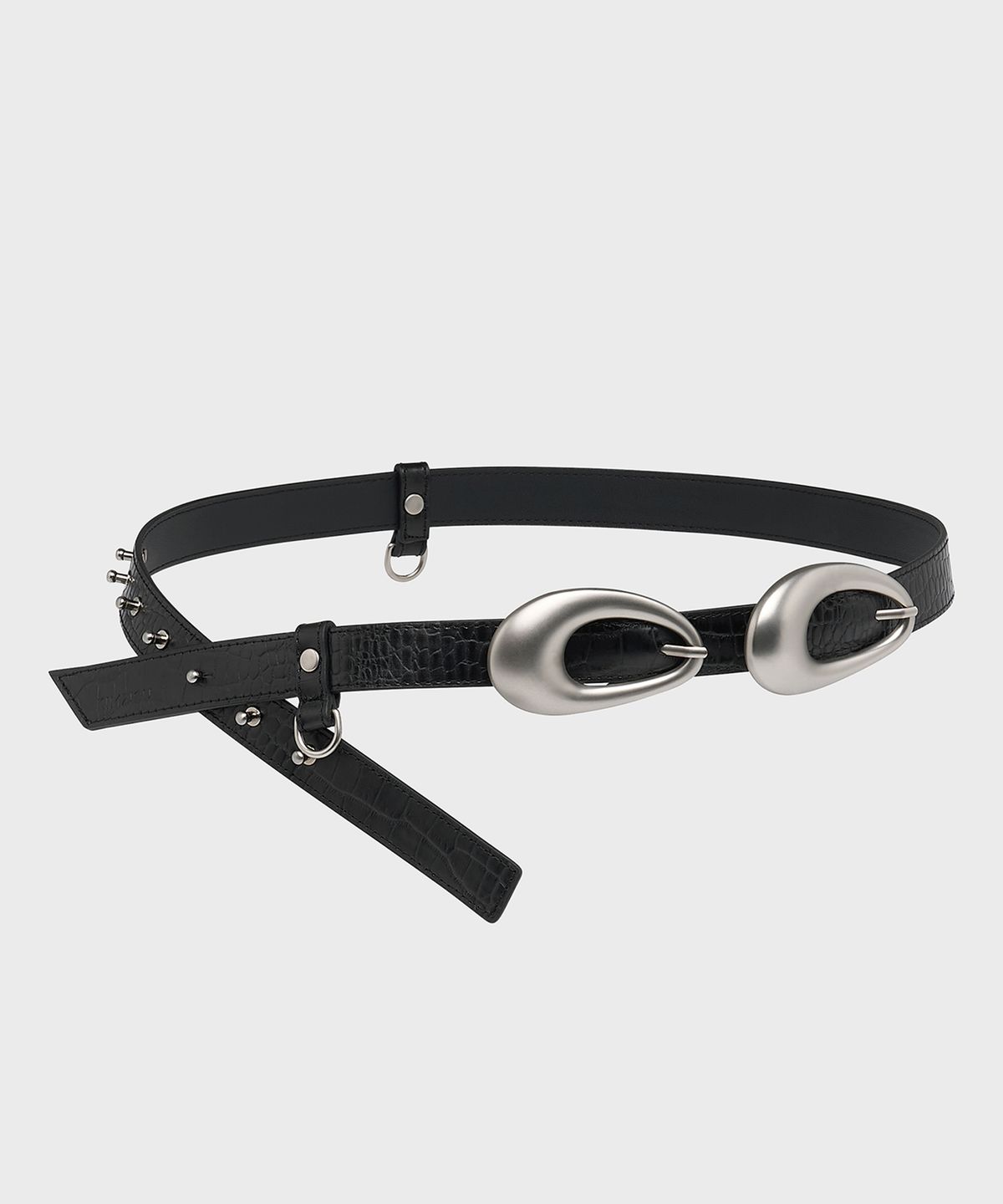 킴지수(KIMZISU) Double Hardware Leather Belt_BLACK