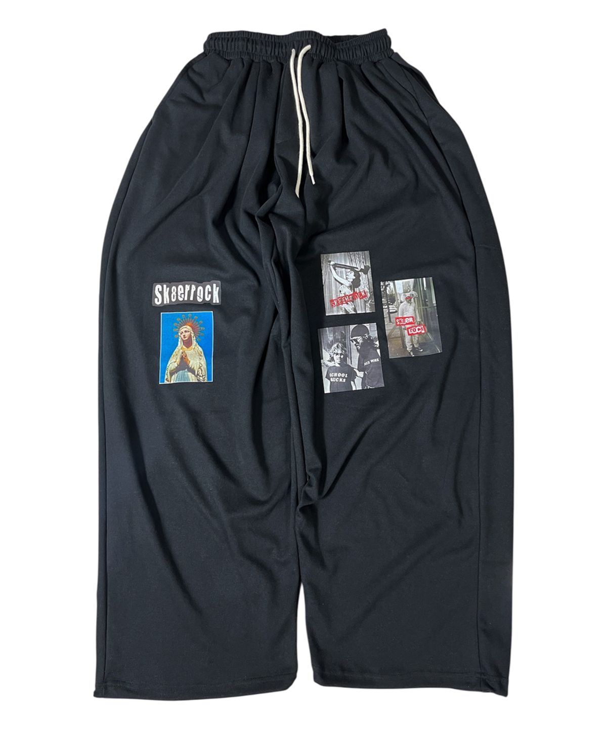 스케이터락(SK8ER ROCK) Old Photo Sweat Wide Pants ((black))