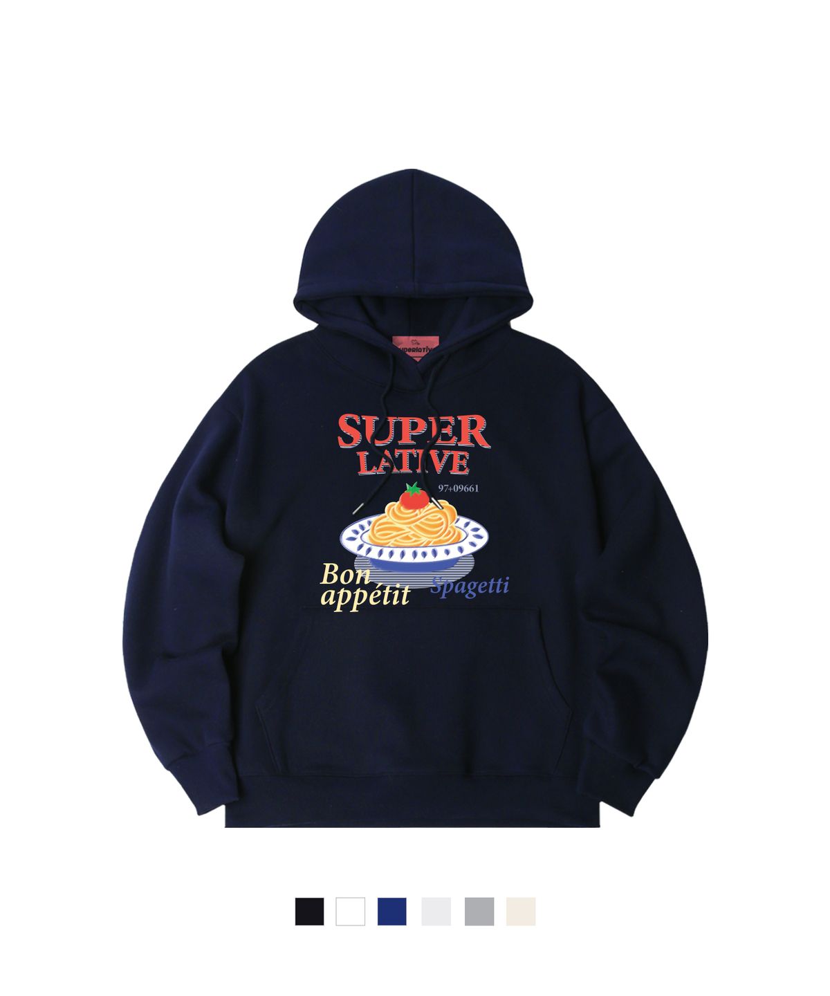슈퍼레이티브(SUPERLATIVE) SPAGETTI 오버핏 기모 후드 티셔츠 (GOH4-6SP185)