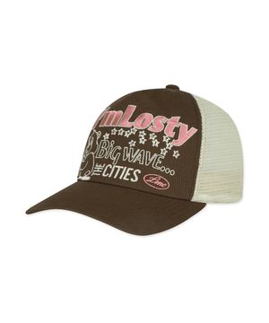 LOSTY BEAR MESH TRUCKER CAP brown