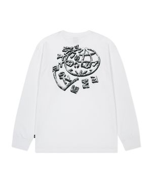 UNBALANCE GLOBE LONG SLV TEE white