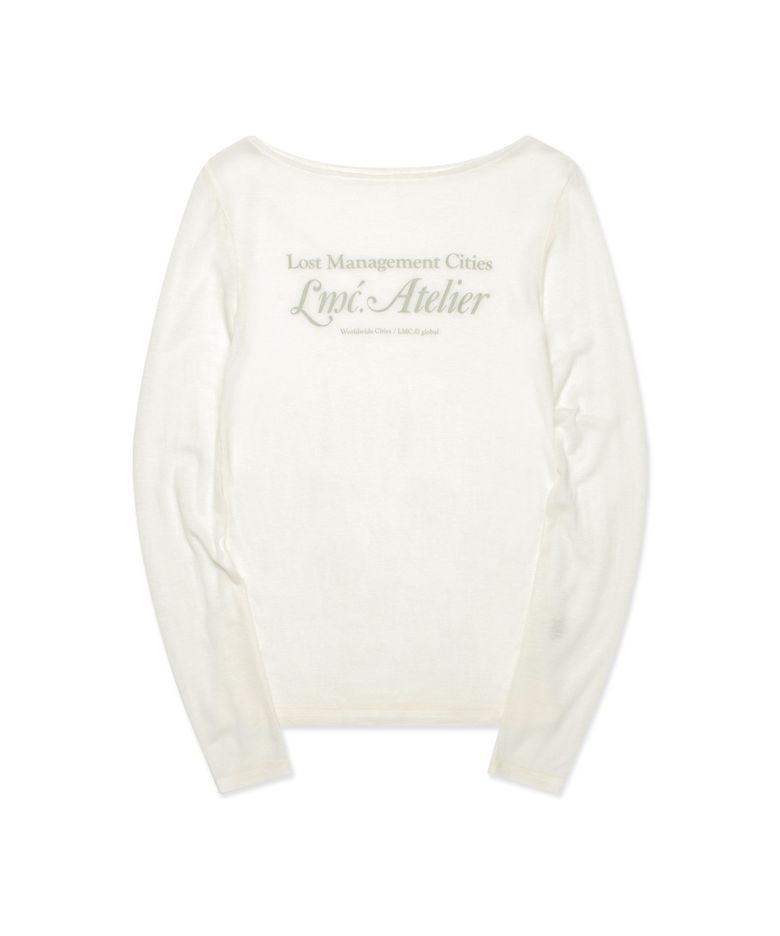 WM LMC ATELIER SHEER LONG SLV TEE white