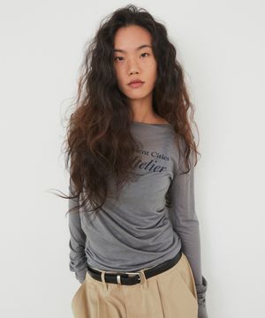WM LMC ATELIER SHEER LONG SLV TEE charcoal