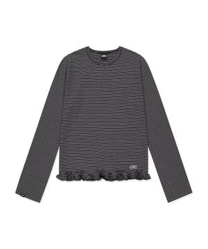 WM FRILL LONG SLV TEE black