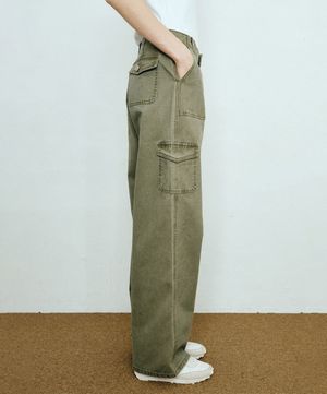 워시드 카고 팬츠_카키
