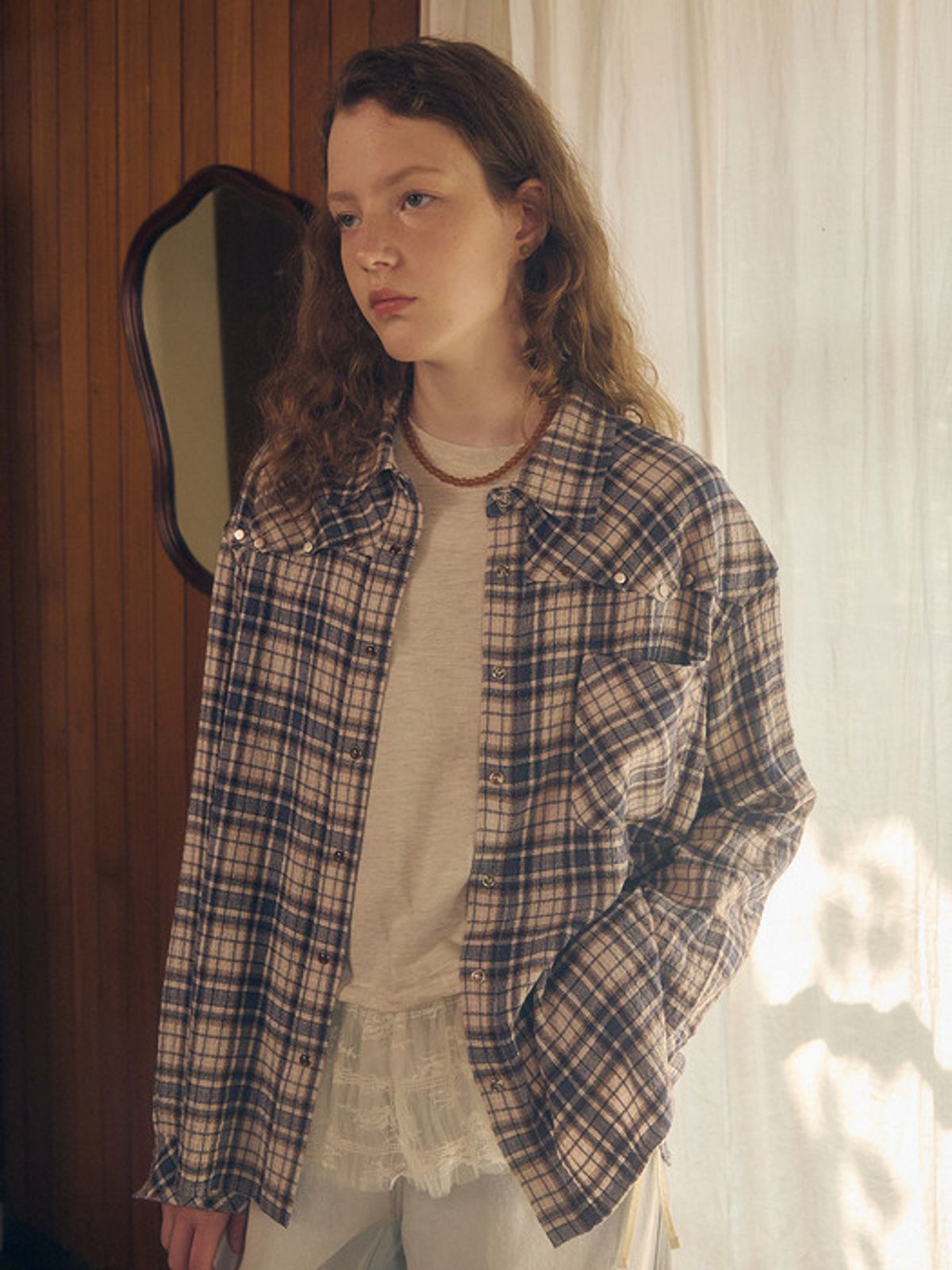 뮈뮈에르(MUEMUER) Check Western Shirt MU2599BL903M_2color