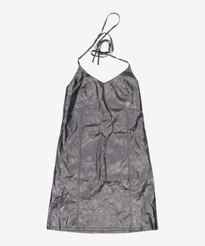 페이크 레더 백 스트랩 뷔스티에 드레스 (블랙) FREE