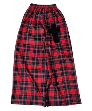 Punk Cross Check Wide Pants ((red))
