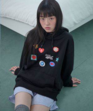 Symbol 자수 후드 티셔츠 AHP1301 (블랙)