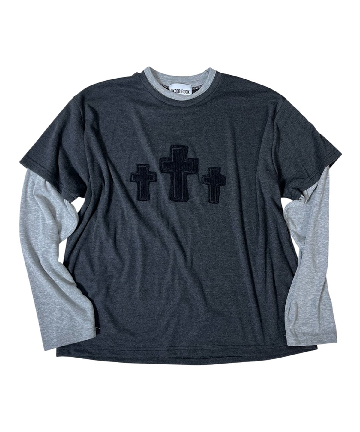 스케이터락(SK8ER ROCK) Cross Soft Layered T-Shirt ((charcoal*gray))
