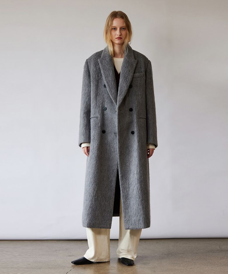 Hairy Double Breasted Long Coat