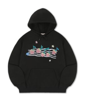 Music Note 그래픽 후드 티셔츠 AHP1302 (블랙)