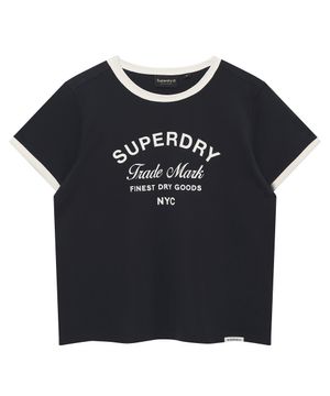 우먼스 로고 링거 티셔츠2 다크네이비