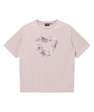 우먼스 하트 프린트 티셔츠 라이트퍼플