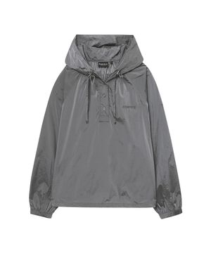 우먼스 글로시 후드 아노락 그레이