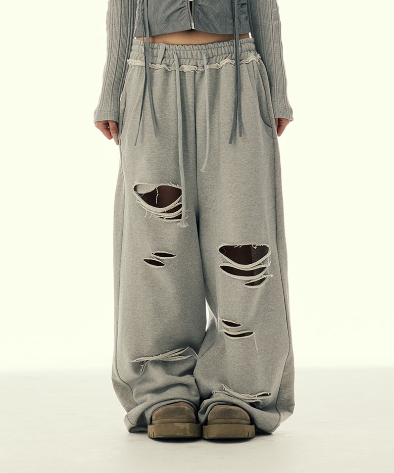 STITCHED BOLD LOGO SWEAT PANTS_GREY
