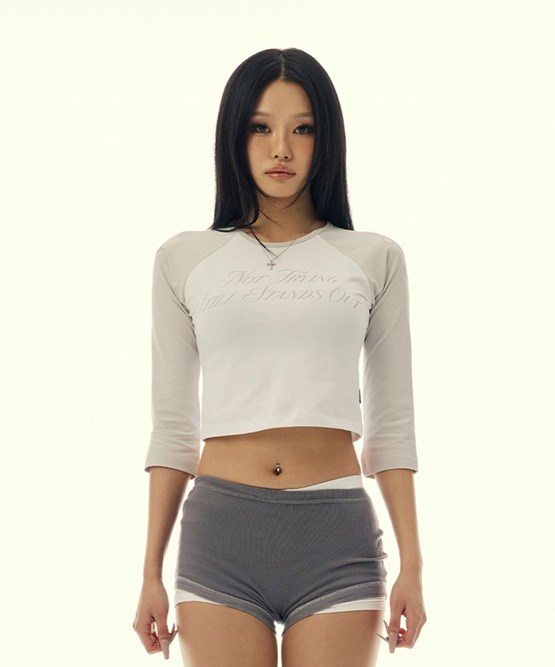 TWO TONE RAGLAN LONG SLEEVE_IVORY