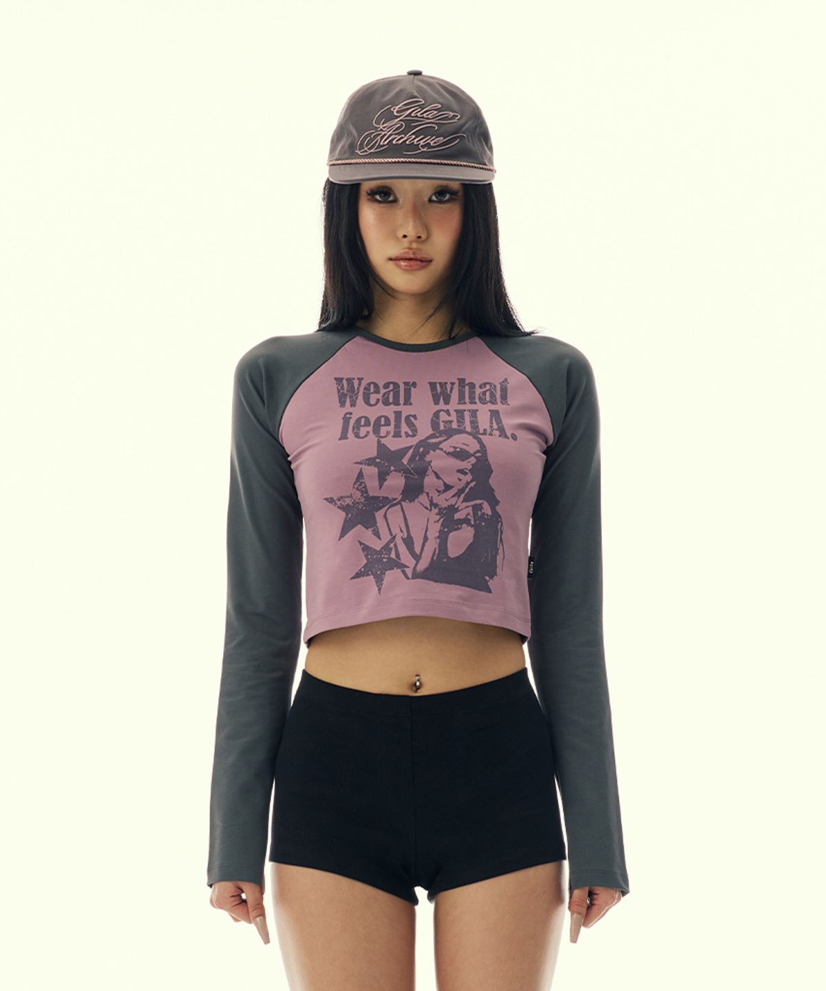 길라아카이브(GILAARCHIVE) GRAPHIC RAGLAN LONG SLEEVE_PURPLE