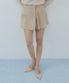 Pleated Wrap Mini Skort (beige)