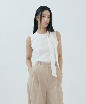 Scarf Neck Ribbed Tank (cream)