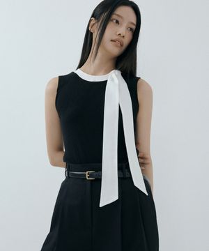 Scarf Neck Ribbed Tank (black)