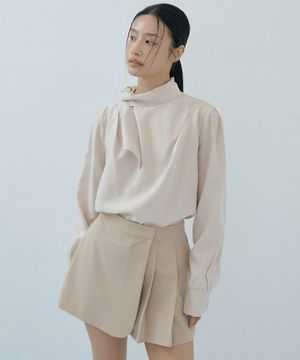 Ribbon Silky Blouse (beige)