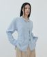 Silky Corset-Back Oversized Blouse (sky blue)