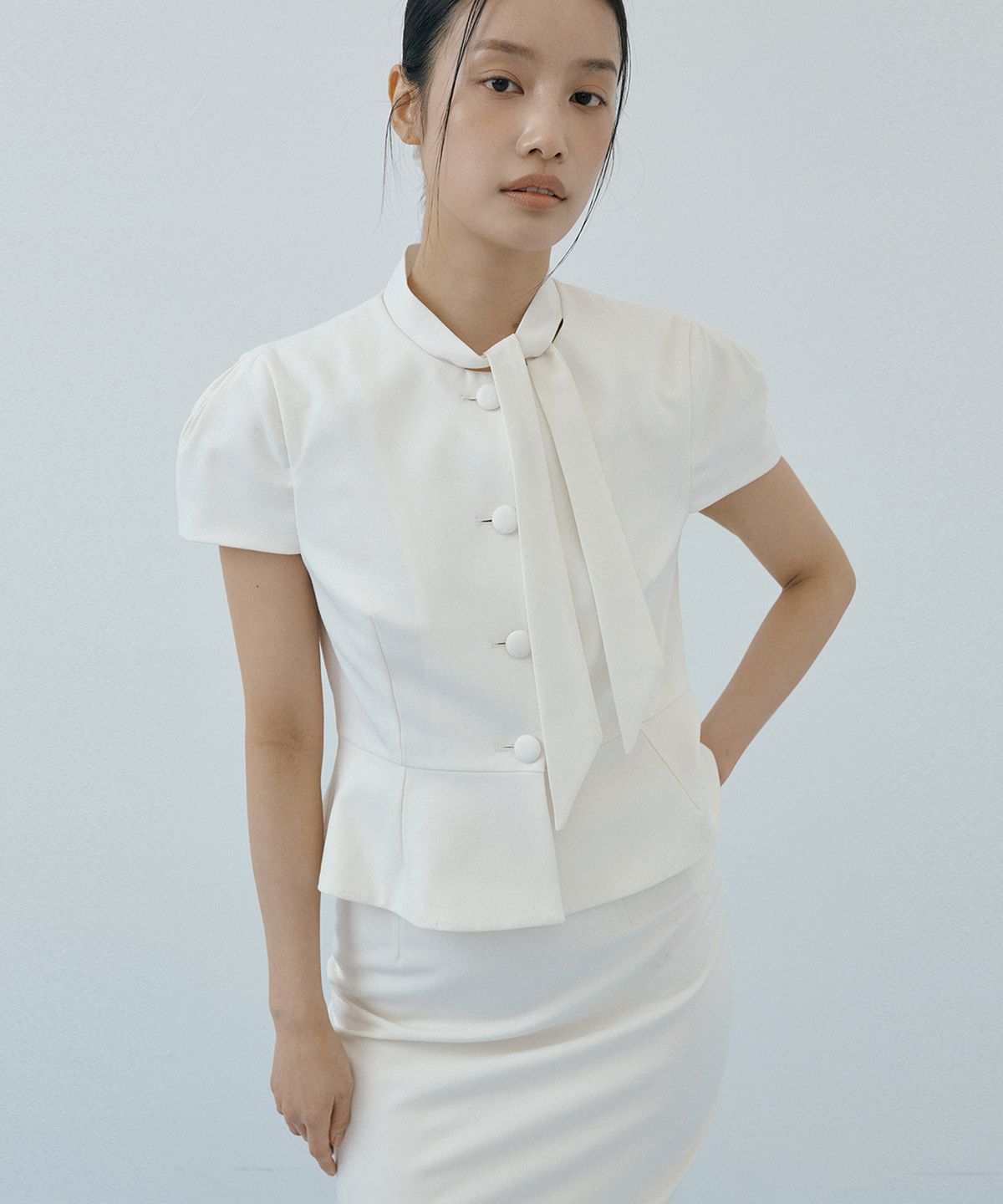 루시르주(LUCIR ZU) Muffler Flare Jacket (cream)