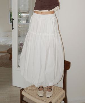 (woman) 페어리 프릴 벌룬 스커트_White