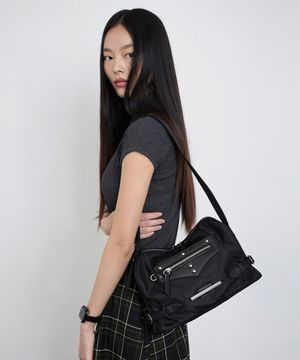 Side Belt Stud Brick Bag_Black