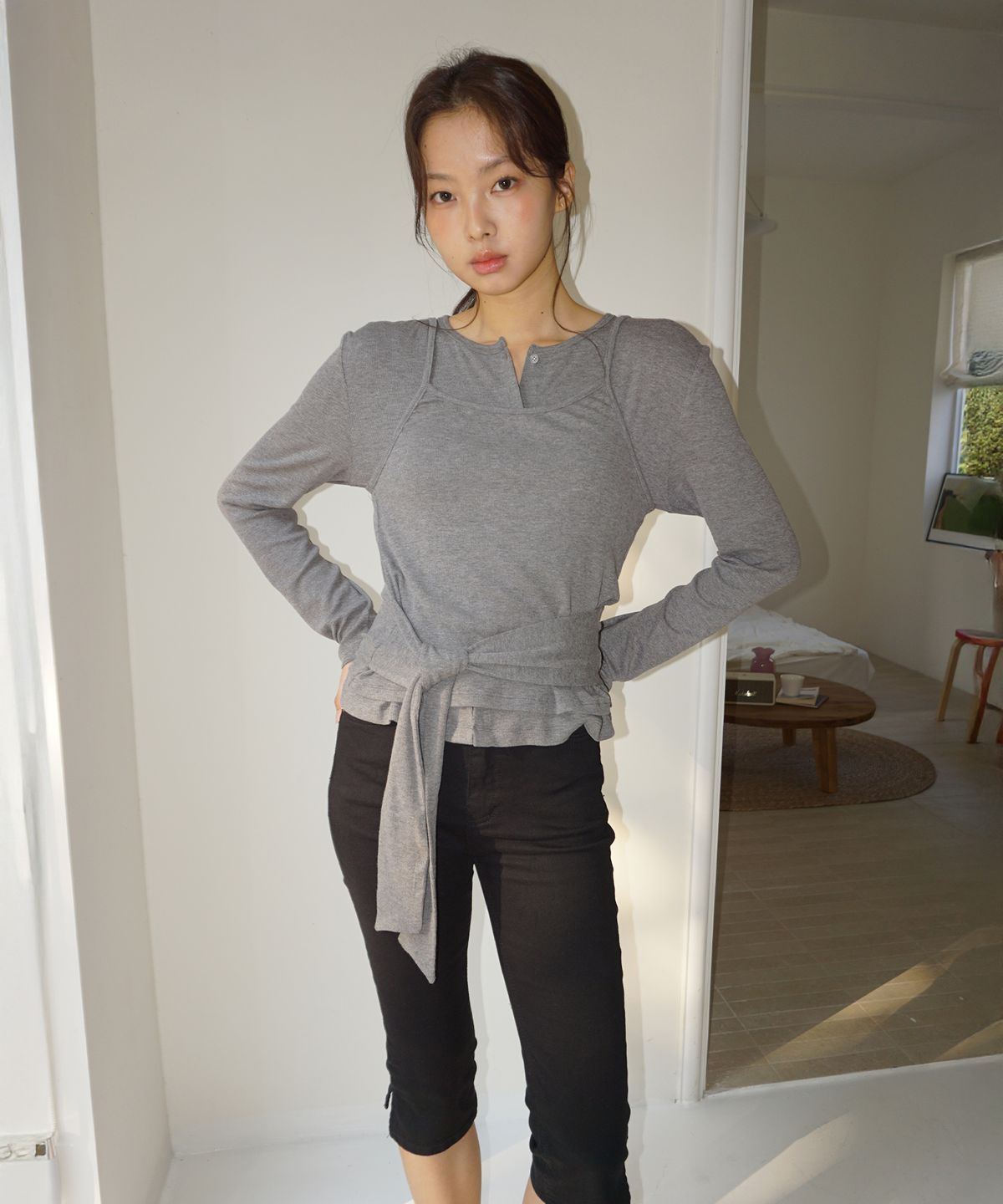 무드인사이드 우먼(MOOD INSIDE WOMAN) (woman) [뷔스티에 SET] 레이어 무드 가디건_Gray