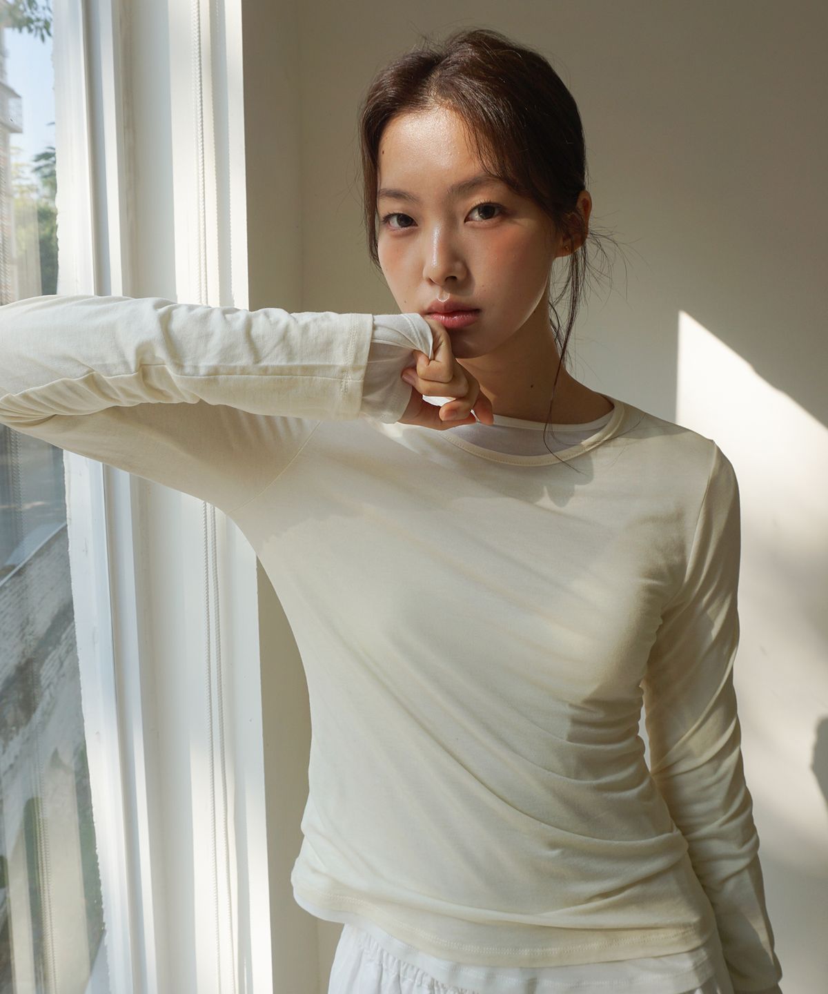 무드인사이드 우먼(MOOD INSIDE WOMAN) (woman) 레이어드 롱 슬리브티_Cream