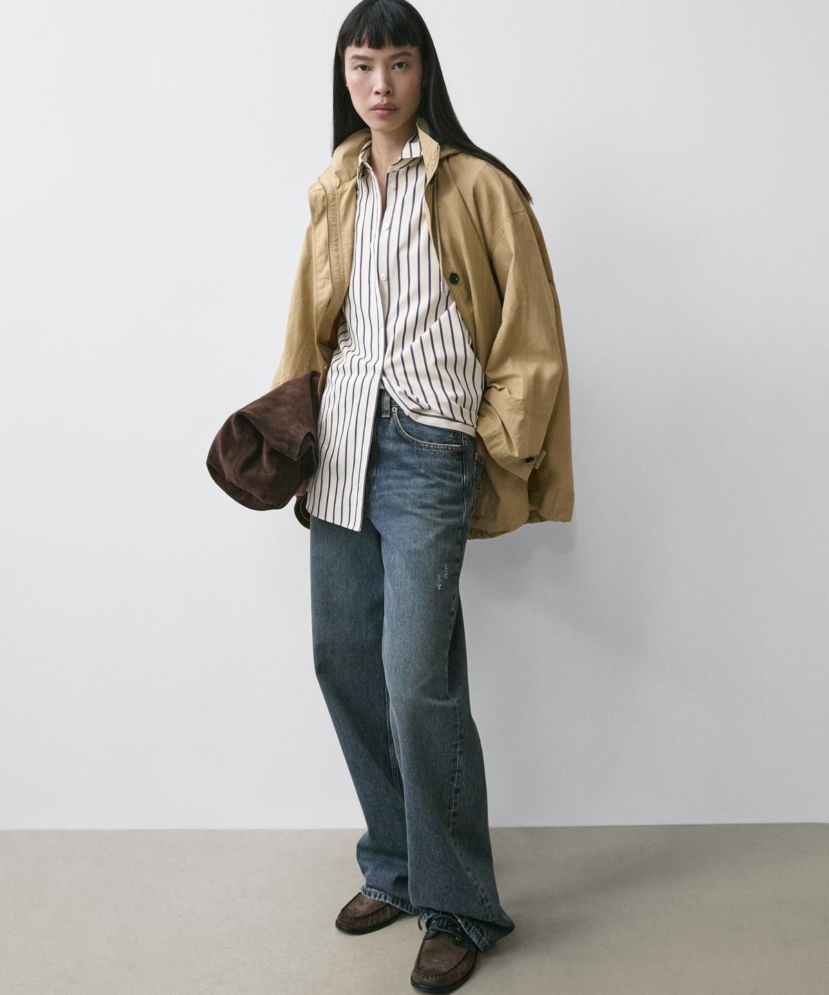 마시모두띠(MASSIMO DUTTI) 100% 코튼 스트라이프 셔츠