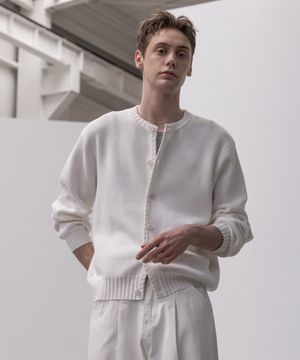 패널 립 라운드 가디건 [화이트]