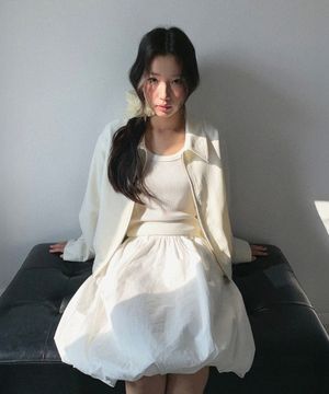 (woman) 라이트 코튼 크롭 블루종 자켓_Ivory