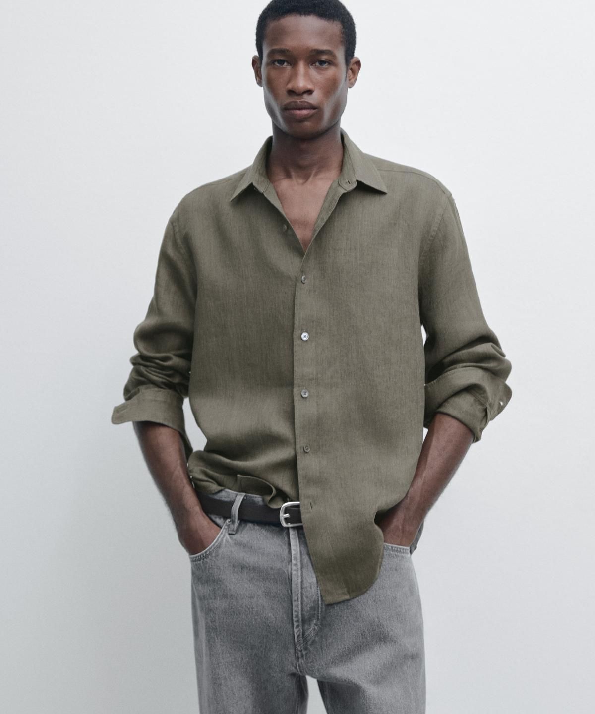 마시모두띠(MASSIMO DUTTI) 100% 린넨 레귤러핏 셔츠
