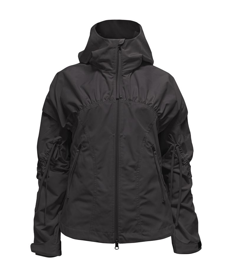 BIKER SHIRRING JACKET. CHARCOAL
